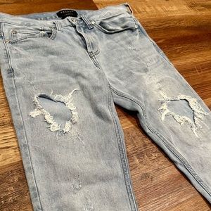 PACSUN Stacked Skinny Comfort Stretch Ripped Distressed Blue Jeans- 29x32